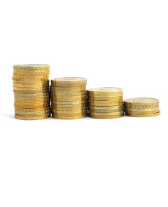 Stacked pound coins