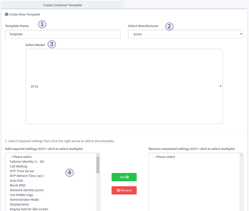 creating a template in Metis