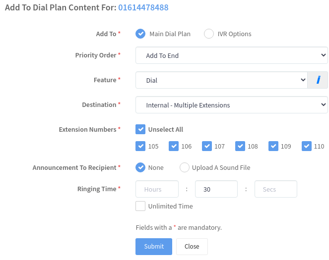 Add to dial plan example